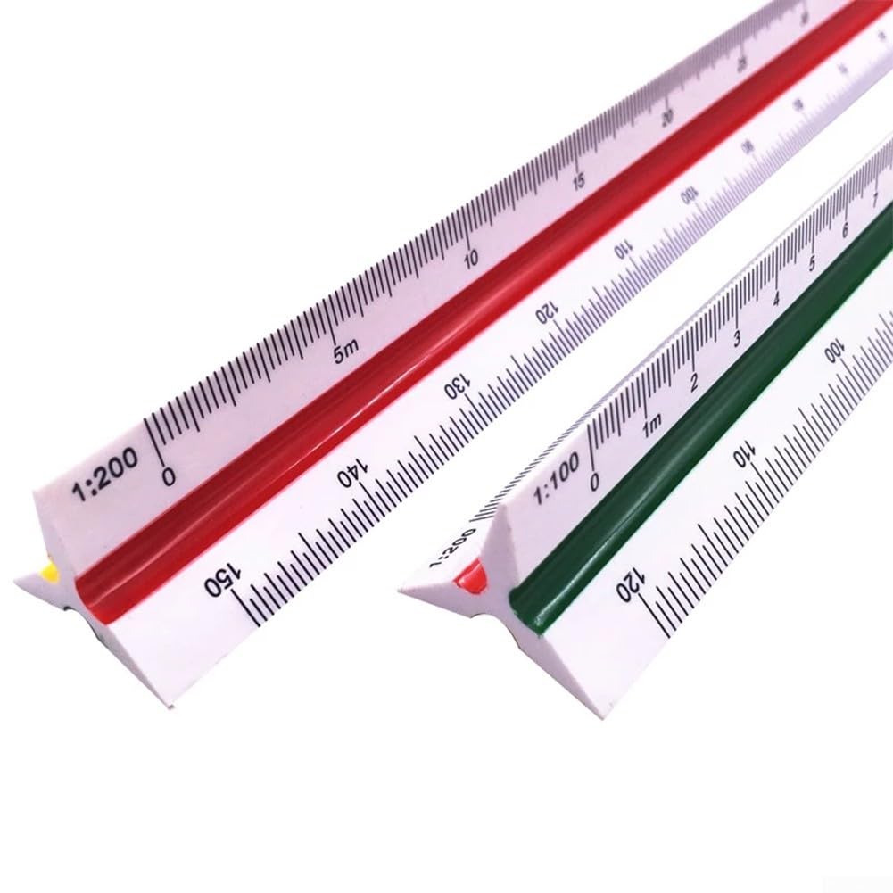 Righello Triangolare In Alluminio 30cm Per Architetti E Ingegneri - 6 Scale Metriche, Marcature Laser