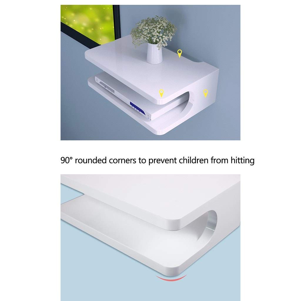 Router-Rack TV-Set-Top-Box-Rack Wohnzimmer-Wandhalterung Schlafzimmer-Router-Aufbewahrungsbox Trennwand Backlack Ladung 40 Kg (Color : Weiß, Size : 30 * 20 * 10cm)