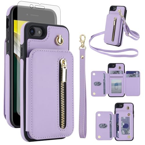 Porte-cartes iPhone 7/8/SE 2020 2022 antichoc anti-RFID avec sangle amovible