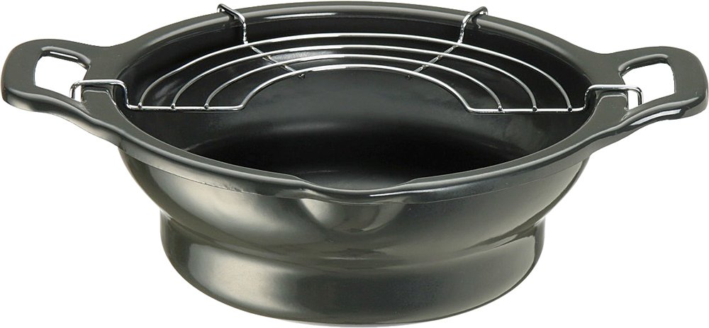 Takagi Metal TP-22D Tempura Pot with Stepped Enamel, Induction Compatible, 8.7 inches (22 cm), Black-image-3