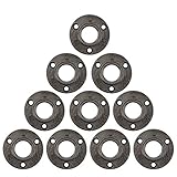 PIPE DÉCOR 1' Industrial Flange 10 Pack One Inch Black Floor Flange Malleable Cast Iron Pipes...