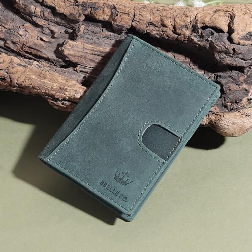 Image of Genuine Leather RFID Blocking Card Holder Wallet for Men - Slim Minimalist Front Pocket Wallet with Card Puller & ID Window - Holds 10 Cards