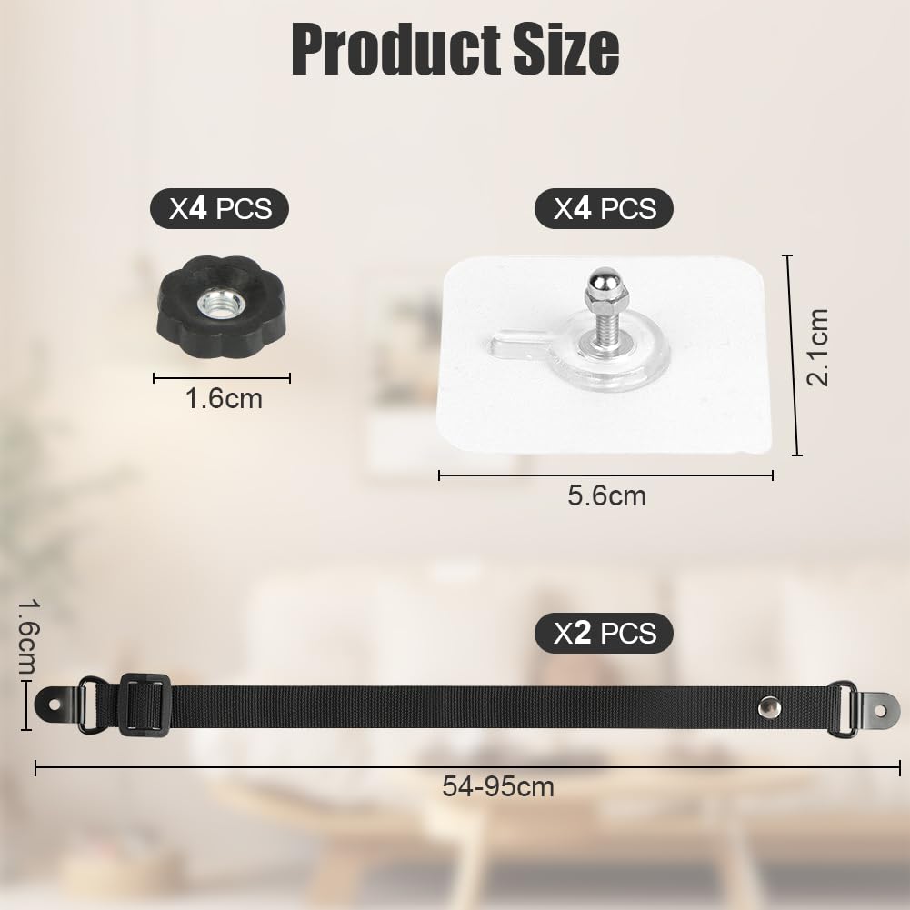 HOTUT Adjustable TV Safety Strap, 2 PCS TV Straps Anti-Tip Furniture Straps - Image 2