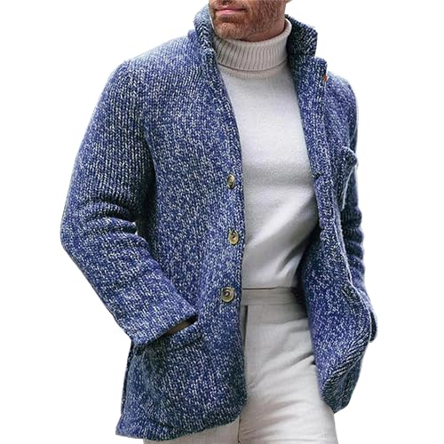 Cardigan tricoté contre le froid avec col montant protecteur pour homme