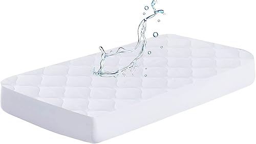 Paquete de 2 protectores de colchón impermeables para cuna de 28 x 52 o 52 x 27 pulgadas, funda de colchón acolchada ultrasónica suave para bebé