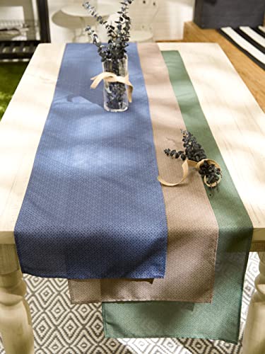 Dii Indoor/Outdoor Re-Usable Tabletop Collection Tonal Lattice, Machine Washable, Table Runner, 14X72, Stone #TOP3