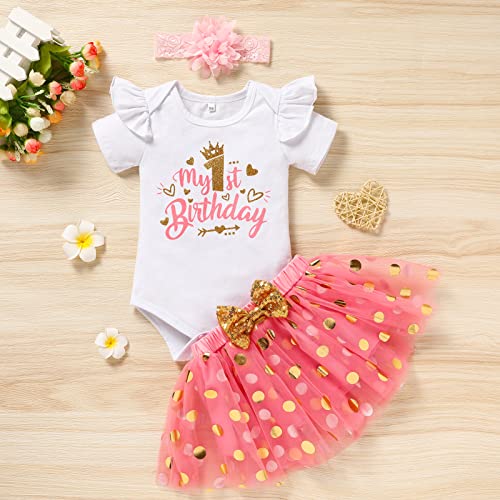 GRNSHTS Baby Girl First Birthday Romper+Tutu Skirt+Headband Onederland Smash Cake Outfit2