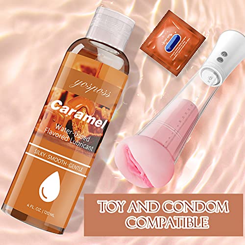 Caramel Flavored Water Based Lubricant For Men Women Couples, 4 Fl.oz Personal Lube Silky Smooth Long-Lasting Lubricant For Massage, Sugar Free Non-Sticky Natural Lube For Women #TOP2