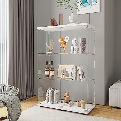 Image of Beauty4U White Glass Display Cabinet, 3-Shelf 2-Door Curio Cabinet
