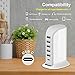 Charging Station for Multiple Devices 40W Upoy, Wall Charger Block 5 USB Ports(Shared 6A), USB Charging Hub Smart IC, Charger Tower with Type-C 3A for iPhone iPad Tablets Smartphones, Home Office Use