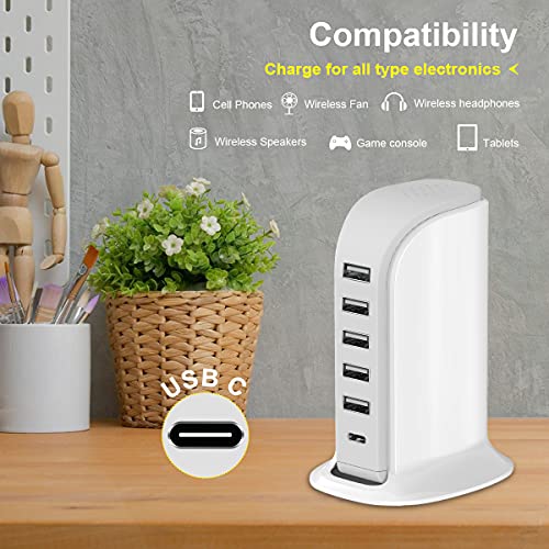 Wall Charger for Multiple Devices with 5 USB Ports