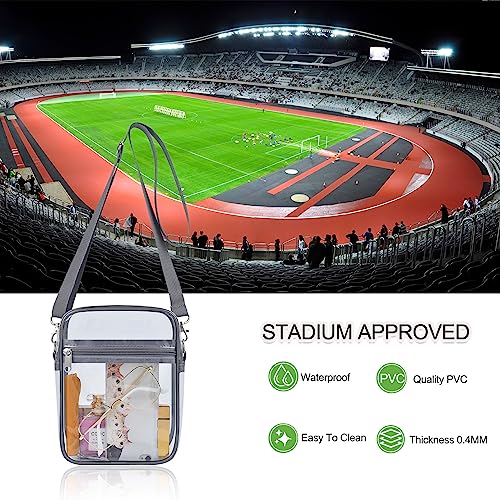 Image of Clear Bag for Stadium Events - Sports Messanger Bag Small Mini Clear Purse for Fan, Concert, Work, Travel