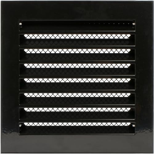 Image of Repa Market 8 inch x 8 inch Inch (Inner Dimensions) Galvanized Black Soffit Vent Cover - Louvered Square Gable Vent with Mesh Screen - Intake /Exhaust Ventilation Grill - HVAC Ducting Return Air Vent Cover