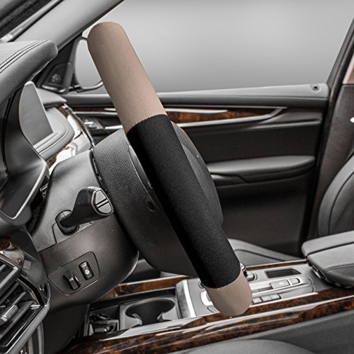 Image of FH Group FH2033BEIGE Universal Fit Modernistic and Seat Belt Pads Combo Set Beige Steering Wheel Cover Fits Most Cars, SUVs Trucks