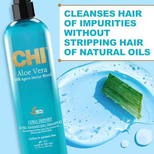 CHI Aloe Vera Curl Enhancing Shampoo, 11.5 Oz - image 2