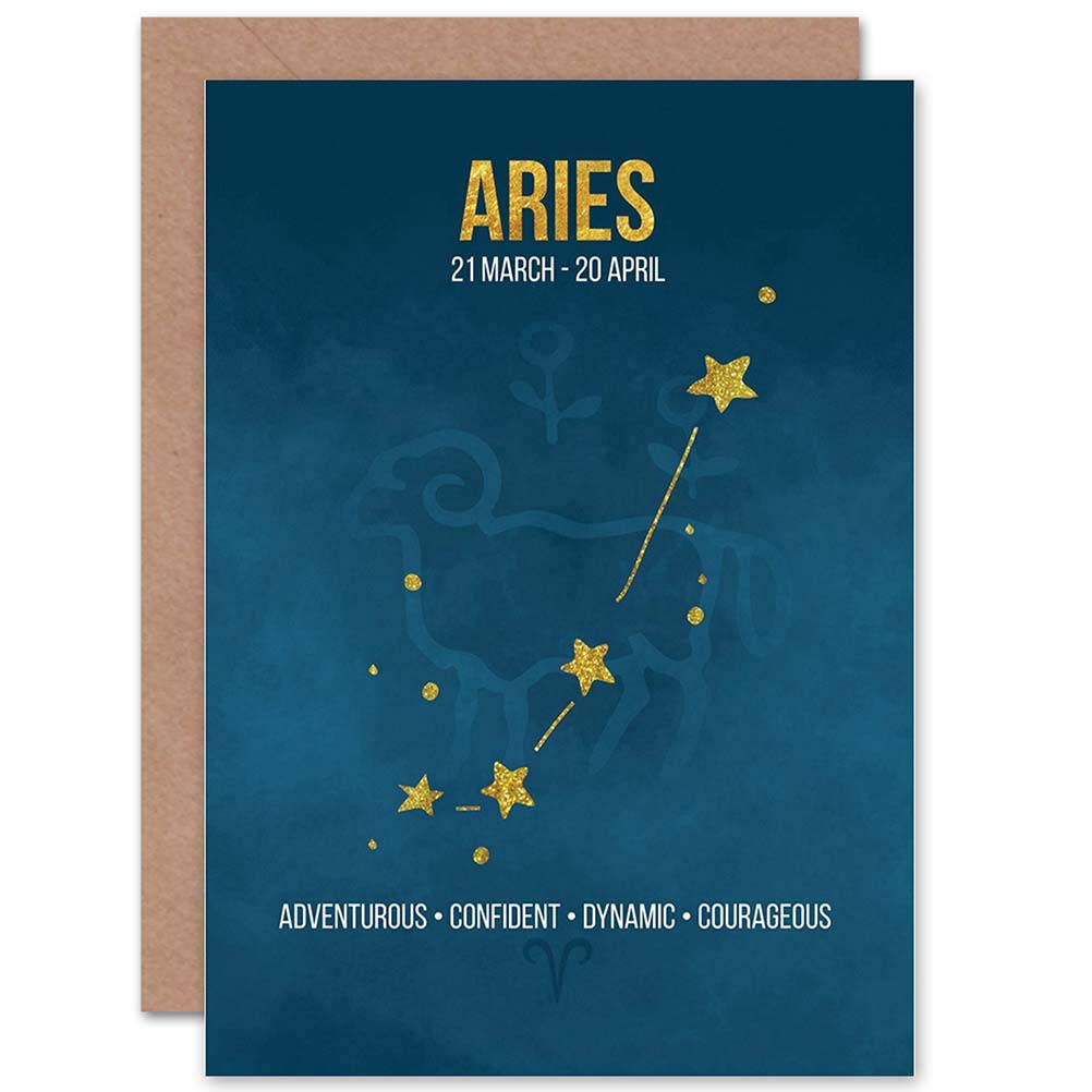 Wee Blue Coo Aries Birthday Card - Zodiac Star Sign Astrology Blue