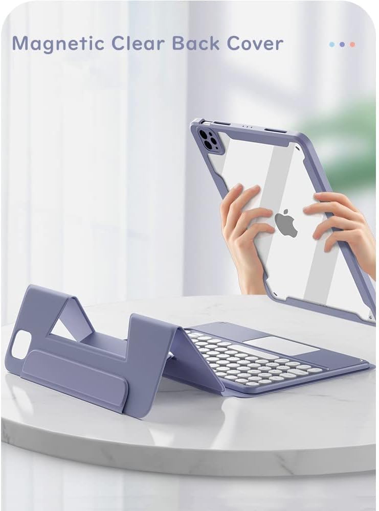 HENGHUI Magnetic Keyboard Case for iPad 11th Gen 11" (A16,2025)/ iPad 10th Generation 2022 10.9" Touchpad Color Keyboard Round Key Clear Case Support Portrait Mode (MistyBlue)