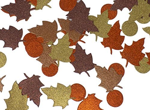 Large Autumn Fall Leaves Confetti Glitter Paper Die Cuts Orange, Brown, Copper