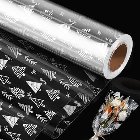 Toppeedy 80cm Clear Cellophane Wrap Roll Cover