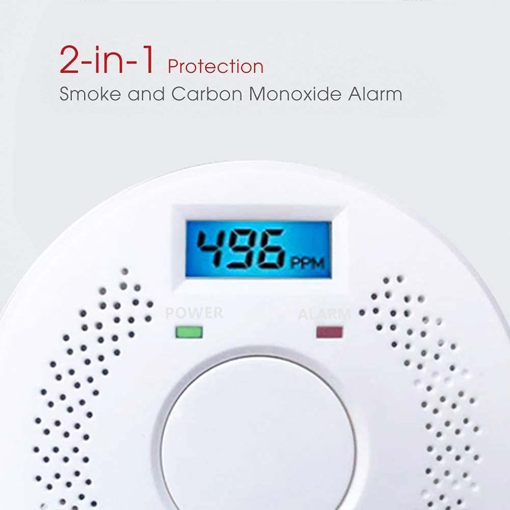 Smoke Detector and Carbon Monoxide Detector Battery Powered with Test/Reset Button 2 Pack - - 