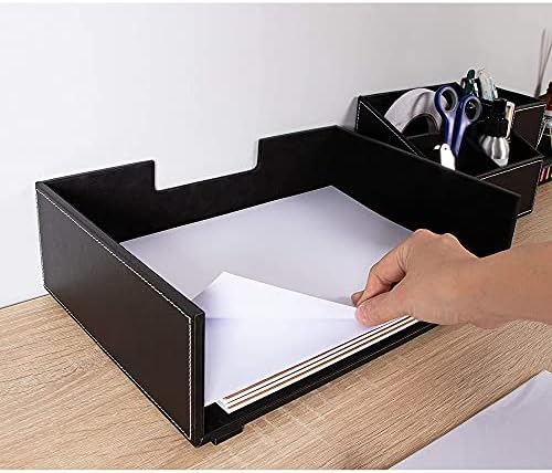 Faux Leather Paper Tray Desk Organizer (33 x 23 x 10.2 cm)
