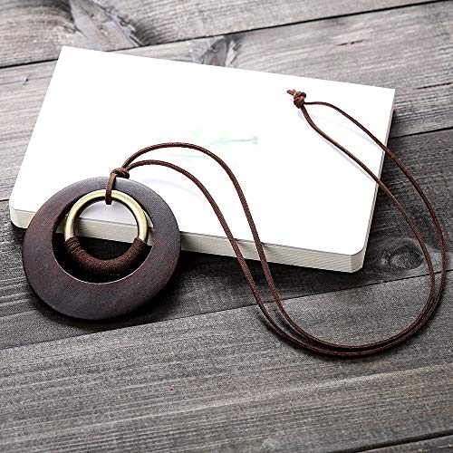 Coostuff Anna Handmade Big Brown Wood Pendant African Vintage Long Necklace For Women Jewelry Chunky Necklaces #TOP3