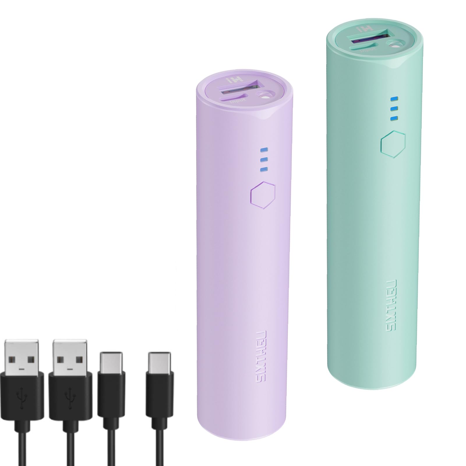 SIXTHGU Portable Charger, Power Bank, 2-Pack 5,000mAh Fast Charging USB-C (in&Out) for iPhone 15/15 Plus/15 Pro/15 Pro Max, iPhone 14/13 Series and Android Phone