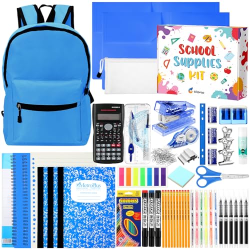 Gilprop 126 Pcs 2026 Middle High School Supplies Kit with Backpack for Student 6-12 Grades Back to School Supplies Bulk Bundle Essential Notebook Calculator for Senior Student(Blue Aesthetics)
