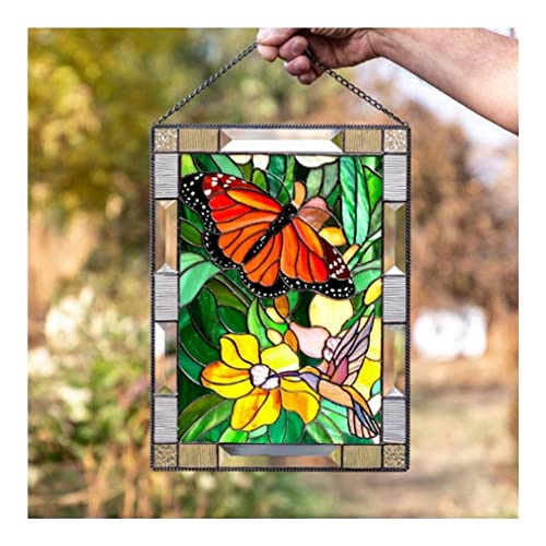 LMNUY Stained Glass Window Hangings Panel Decorative Stained Glass Window ings Panel Window Decor Suncatchers (Color : Butterfly)