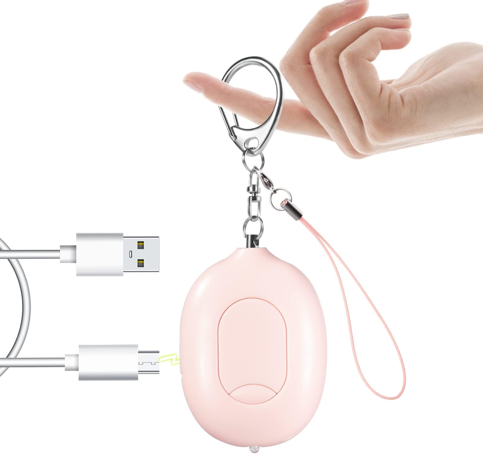 Swissspin Self Defense Siren Key Chain for Women,USB Rechargeable Personal Safety Alarm with LED Strobe Light,140DB Safe Sound Emergency Security Protection Device for Girls,Men,Seniors,Kids,Pink