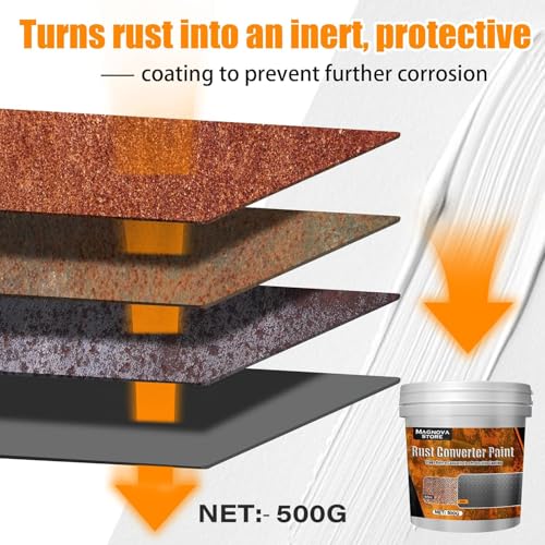 Image of Magnova 500gm Rust Converter Paint & Metal Primer, Water-Based Metallic Paint with Brush, Rust Remover Agent, Corrosion Protection, Long-Lasting Anti-Rust Coating for Interior and Outdoor Use (500 GM)