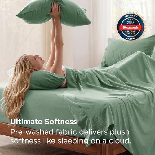 Image of Bedsure Deep Pocket King Sheet Set, 6 Piece, Prewashed Ultra-Soft, 18-inch | Extra Deep Pocket, Breathable, Secure Fit, Hotel Luxury Bedding, Dual Side Pockets, Fade Resistant, For Air Mattress
