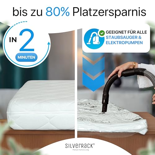 SilverRack Vakuumbeutel für Matratzen [1 Stück] in 130x240 cm - Vakuumierbeutel geeignet für eine Matratze 90x200 cm - ideal für Umzug - Aufbewahrungsbeutel für Matratze - Matratzenhülle