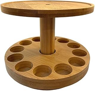 Fidelis Essential Oil Holder Diffuser Stand Carousel, 2 Tier Stand Holds Up to 12 Essential Oil Bottles and Diffuser (Bamboo)