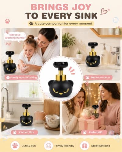 Cat Paw Foam Soap Dispenser Cute Black Kitty Print Foaming Soap Dispenser - 5