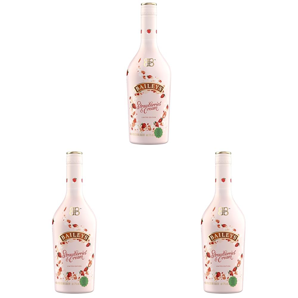 Baileys Strawberries & Cream | B-Corp zertifiziert | Original Irish Cream Likör | köstlicher Erdbeergeschmack | DER Sommerhit jetzt das ganze Jahr | 17% vol | 500ml Einzelflasche (Packung mit 3)