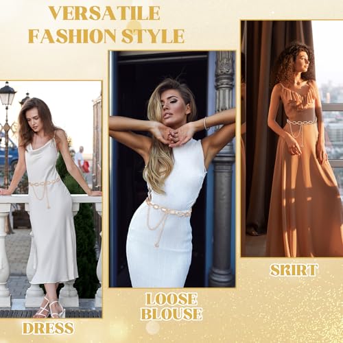 Gold Belt Chains Metal Link Chain Belt for Women Fashion, Adjustable Waist Chains Chunky Thick Gold Chain with Link Belts for Dress & Jeans4