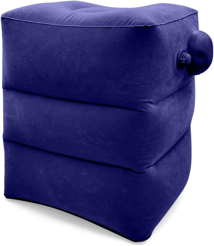HANNEA® Inflatable Air Travel Pillow Long Travel Footstool Seat Foot Rest Pillow Foldable Travel Pillow for Flight Home Office Footstool Self-inflatable Air Travel Pillow for Adult Kids, Dark Blue