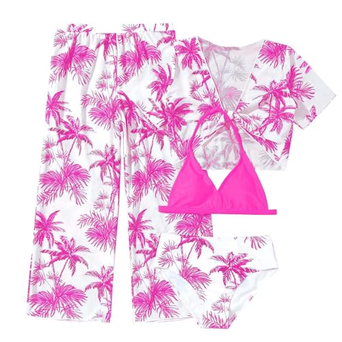 Maillot de bain ado fille deux pièces à manches longues et short imprimé dinosaure 4-12 ans