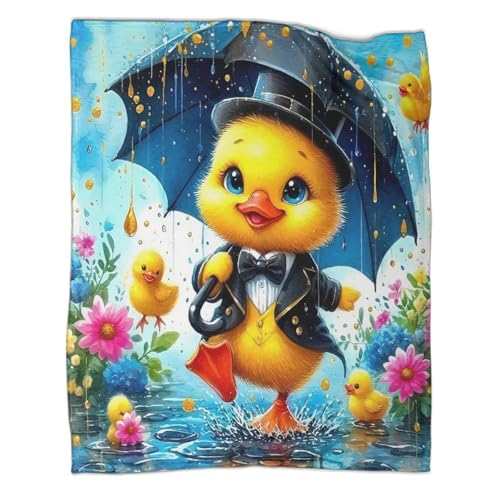 Plaid canard jaune 3D en microfibre pour vos soirées cocooning et camping - 3