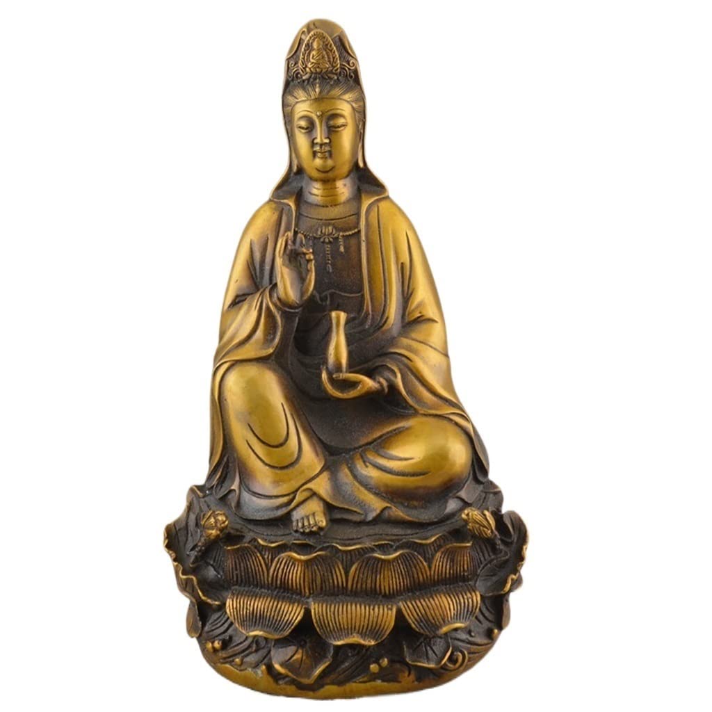 Statue en laiton de Bouddha Guanyin pour une décoration salon premium en bronze