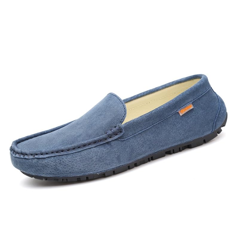 Mens Loafers Shoe Round Toe Suede Vamp Driving Loafers Flexible Slip Resistant Anti-Slip Casual Slip-ons
