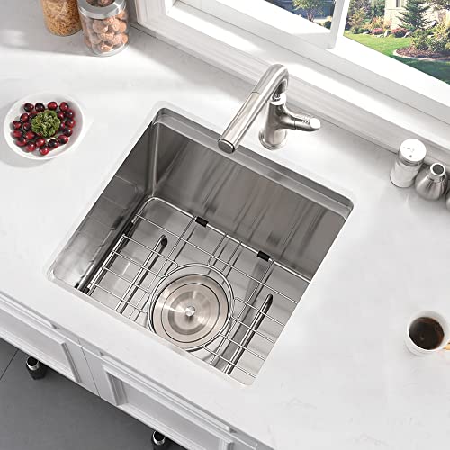 17 Inch Undermount Bar Sink Workstation-Bokaiya 17X17 Inch Stainless Steel Bar Sink Undermount Wet Bar Small Sink 16 Gauge Square Deep Single Bowl Kitchen Bar Sink With Cutting Board #TOP1