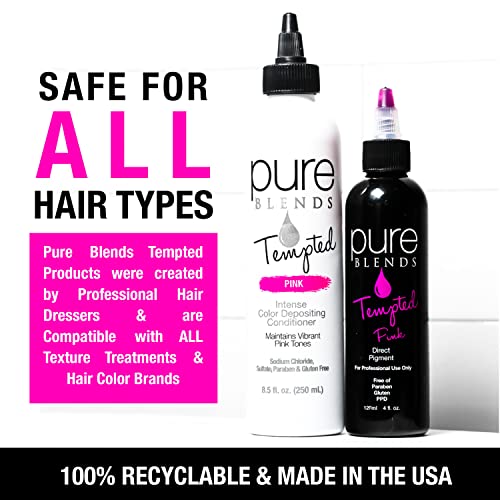 Pure Blends Tempted Pink Semi Permanent Direct Hair Dye Pigment | Stain With Vivid Tones | For Color Treated Hair | Keratin Infused & Cruelty Free | Sulfate, Sodium Chloride, Ppd & Paraben Free #TOP6