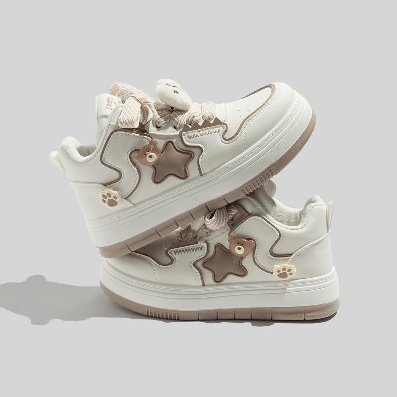 Star Shoes Walking Sneakers Women Big Head Y2K Aesthetic Cute Chunky Stars Gift Fish Bear Cat Charms Premium Fabric Padded Toe Comfort Insole Anti-Slip US4-84