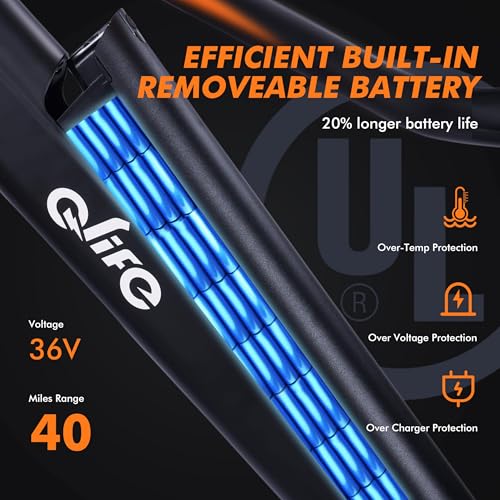 Qlife Cityone Electric Bike for Adults 26\" Ebike with 2.1\" Tire,Built-in Removable Battery, Peak 750W Motor Ebikes with 7 Speed Commuter Mountain Electric Bicycle, Orange - Thumbnail 4