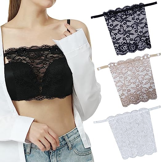 finesse miracle cami Women's Lace Clip-on Mock Camisole Bra Insert Anti Peep Invisible Cleavage Cover Miracle Cami 3 pcs Black White Beige-picture-26