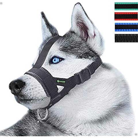 ILEPARK Adjustable Nylon Dog Muzzle with Head Strap Cover