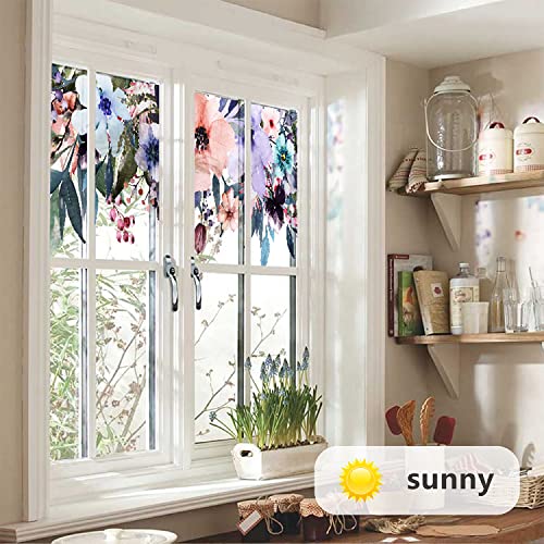 Flortlias Transparent Floral Window Sticker, Removable Static Cling Double-Sided Decal Clings For Glass Windows Door Decor, Wild Garden #TOP1