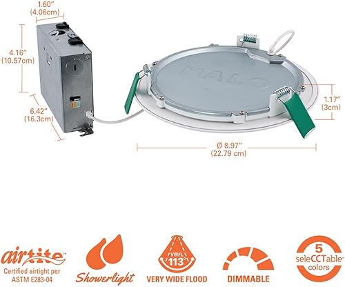 Miniatura 6 de HALO HLB12LS9FSE010MWR - Luz empotrable LED sin lata, seleccionable, 2700K, 3000K, 3500K, 4000K, 5000K CCT de 12 pulgadas, color blanco